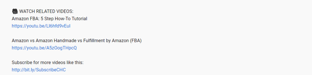 Links to related content to watch on a YouTube description.
