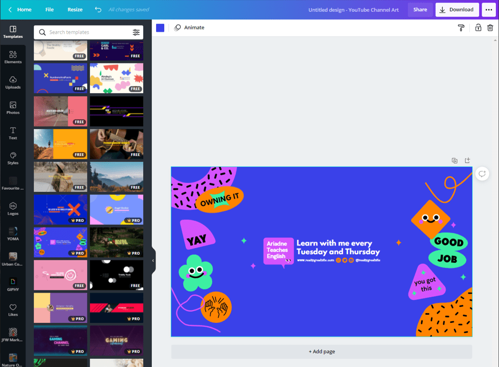 Set up your YouTube Channel with Channel banner Templates in Canva