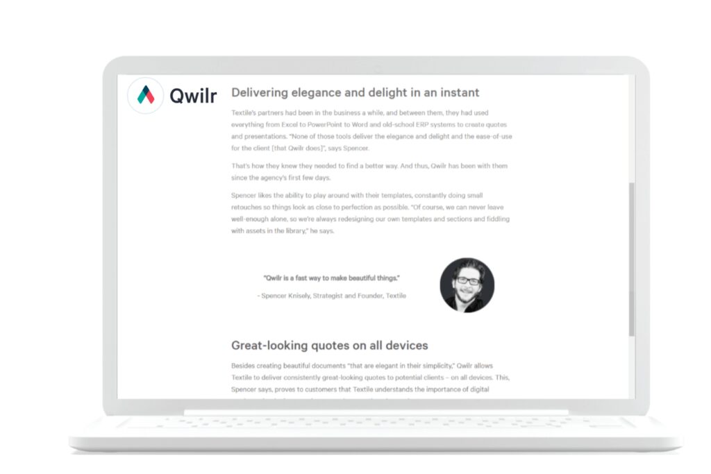 Example an effective case study structure from Qwilr.