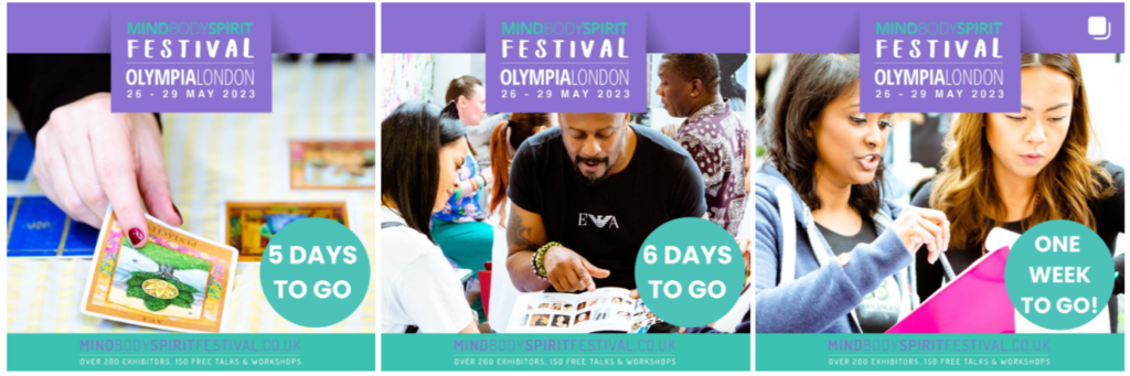 Mind and Spirit Festival Olympia London - social media event promote.
