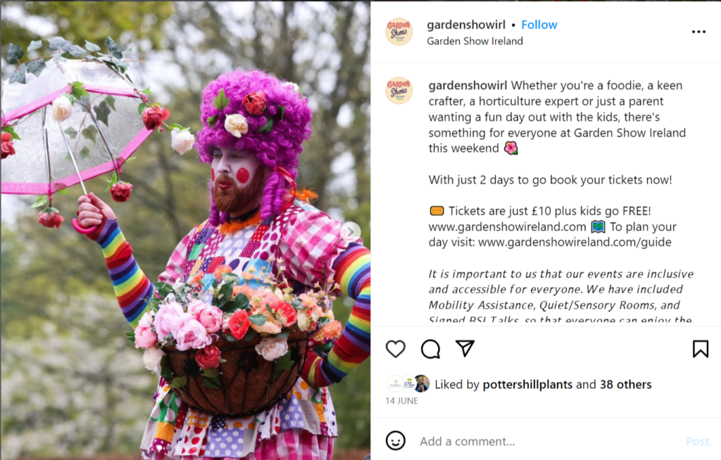 Garden Show Ireland countdown posts.